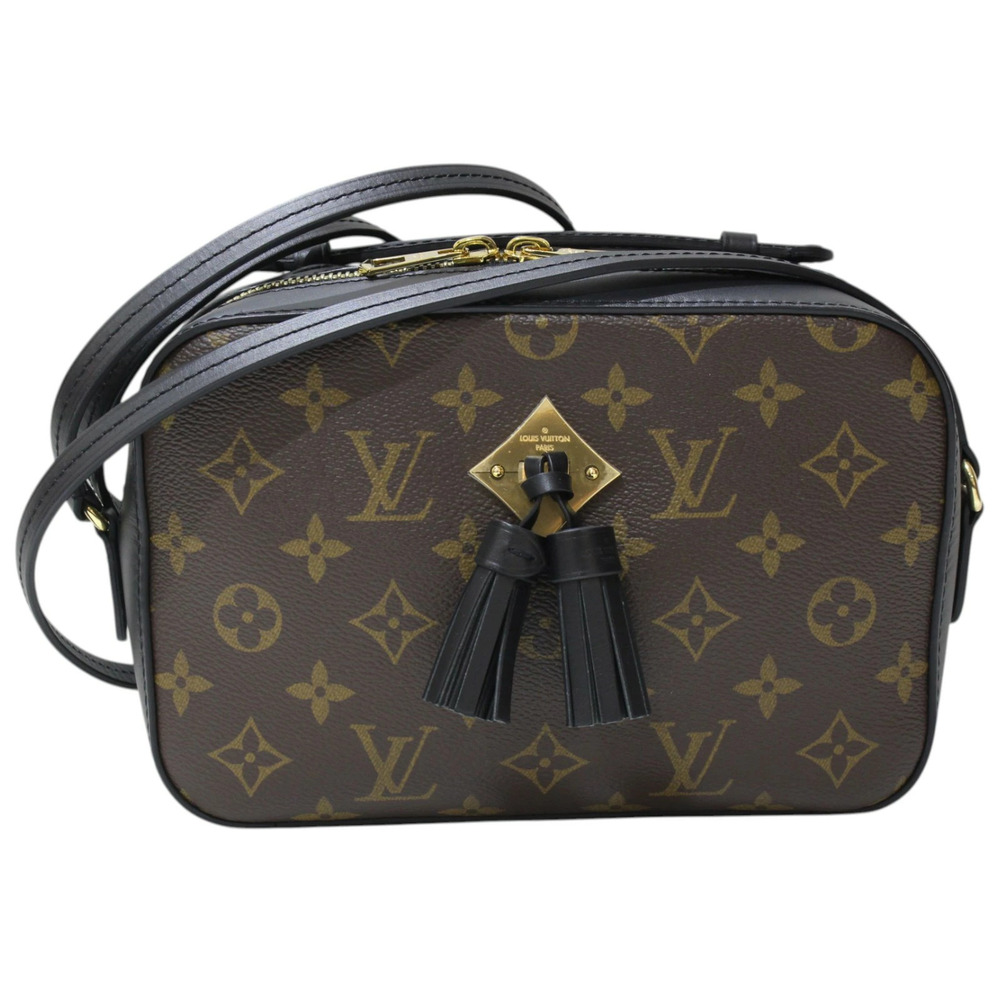 LOUIS VUITTON Saintonge Shoulder Bag Monogram Canvas Leather Brown Black